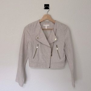H&M beige cropped moto Jacket